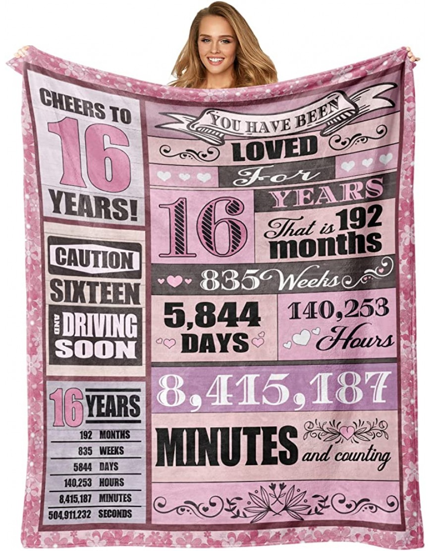 16th Birthday Decorations for Girls Sweet 16 Birthday Decorations to My Daughter Blanket from Mom,16th Birthday Decor Gift,16-Year-Old Girls Gift,16th Birthday Gifts for Girls Throw Blanket - BYF7SRWM3