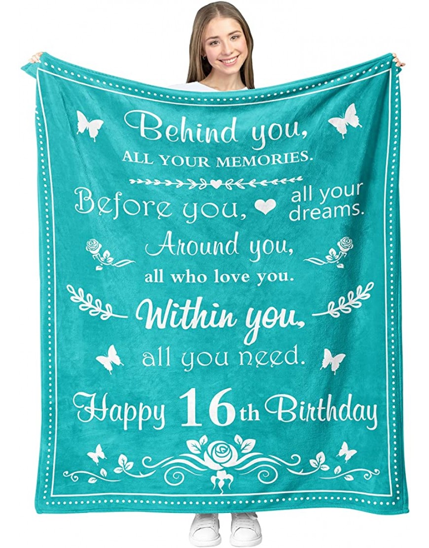 16th Birthday Gifts for Girls Sweet Gifts for 16 Year Old Girls -16th Gift Ideas Throw Blankets for Daughter Niece Bestie Sister Flannel Fleece Soft Warm Throw Blankets for Bed Sofa 60"X50" - B17G6YSVE