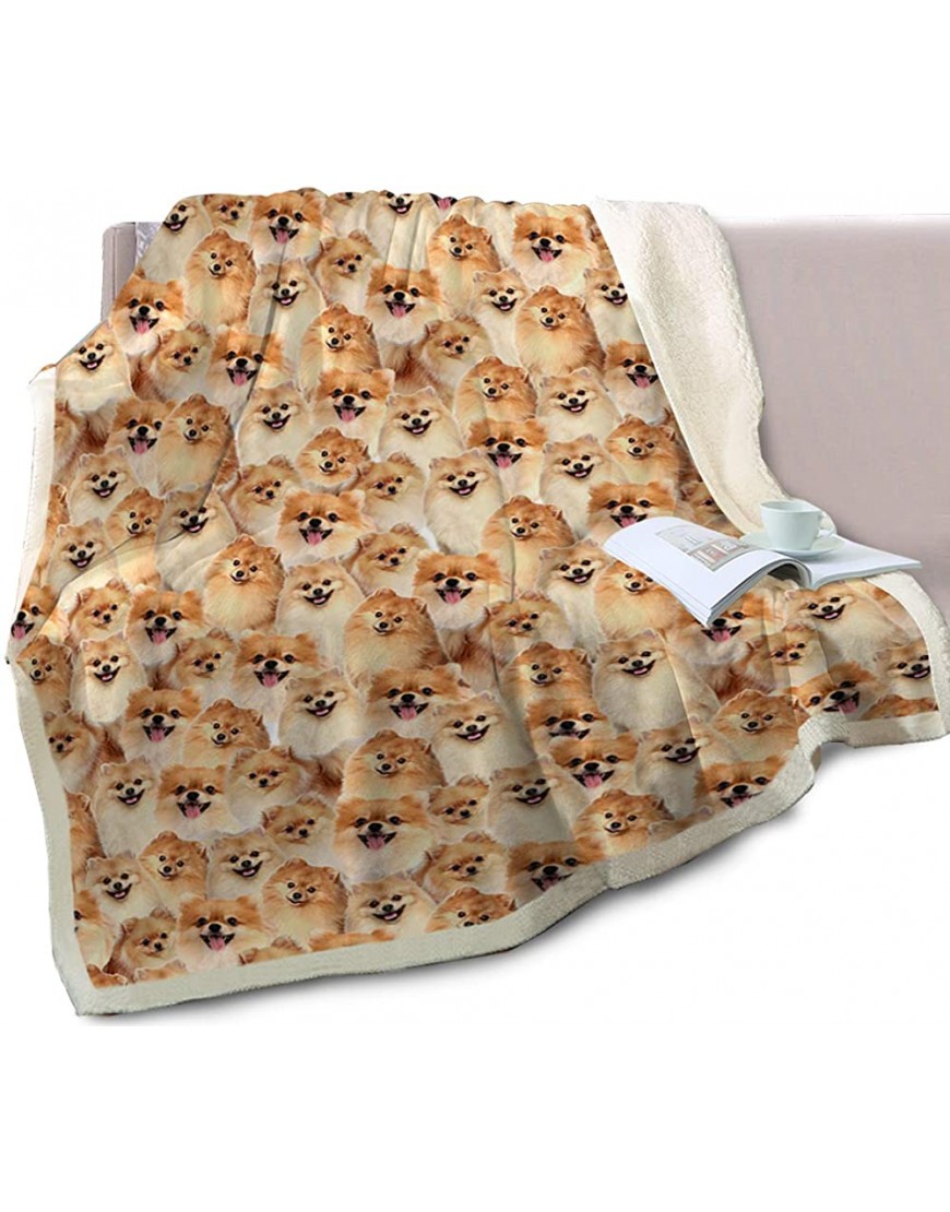 Blessliving Pomeranian Throw Blanket Fuzzy Dogs Blanket for Kids People Cute Puppy Fleece Blanket Reversible Animal Pet Sherpa Couch Throw Pomeranian Gifts for Pomeranian Lovers 50 x 60 Inches - BY0RFSDRL