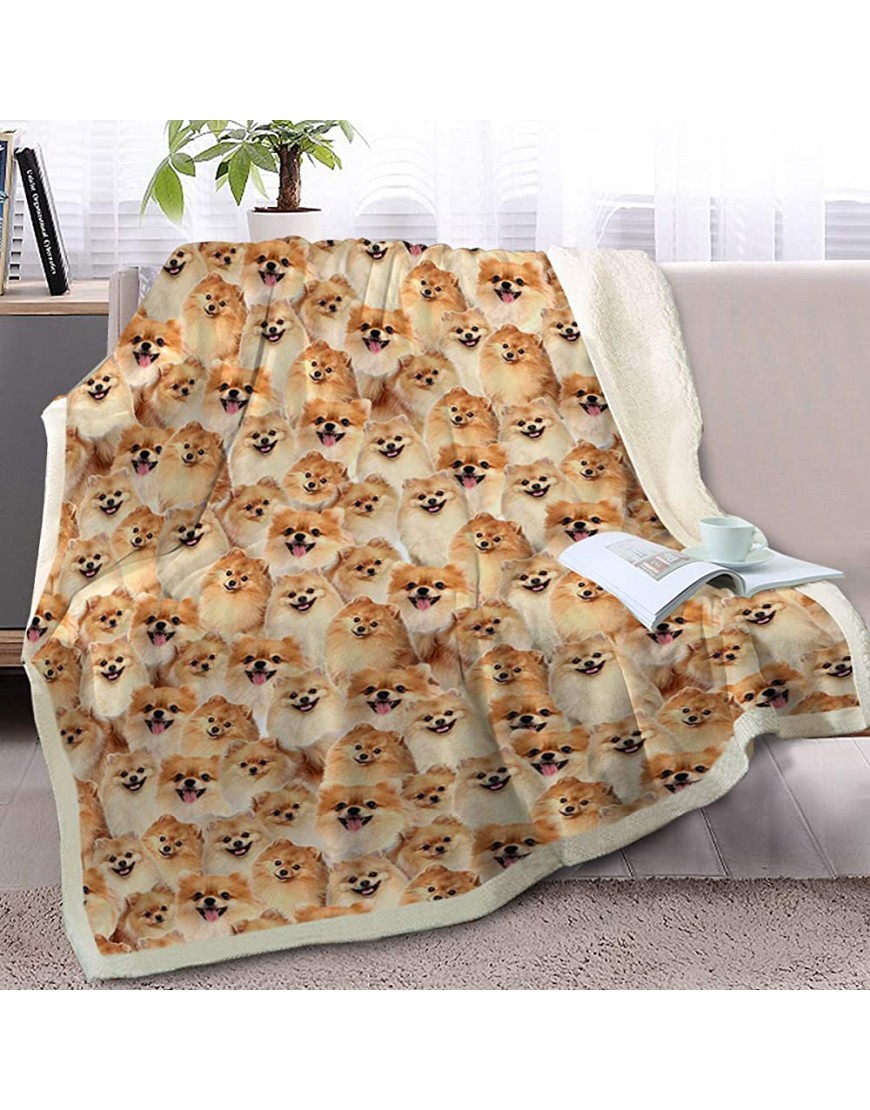 Blessliving Pomeranian Throw Blanket Fuzzy Dogs Blanket for Kids People Cute Puppy Fleece Blanket Reversible Animal Pet Sherpa Couch Throw Pomeranian Gifts for Pomeranian Lovers 50 x 60 Inches - BY0RFSDRL