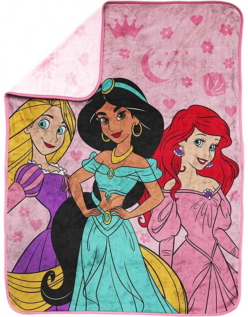 Disney Princess Bold Fearless Raschel Throw Blanket Measures 43.5 x 55 inches Kids Bedding Features Ariel Jasmine & Rapunzel- Fade Resistant Super Soft Official Disney Product - B7JT97M77