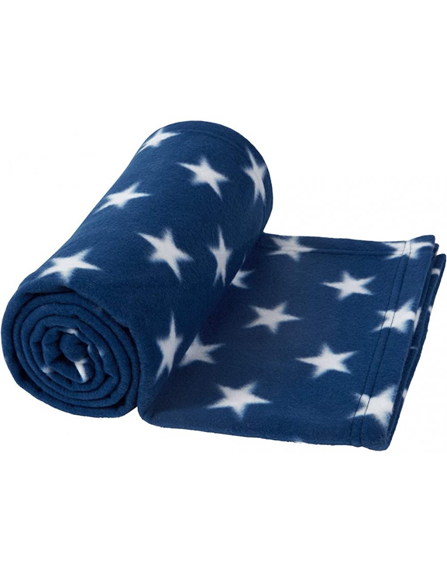 Dreamscene Flannel Fleece Stars Throw Over Bed Warm Soft Blanket Plush for Kids Sofa Navy Blue 50 x 60 inch - BQG74MPJ2