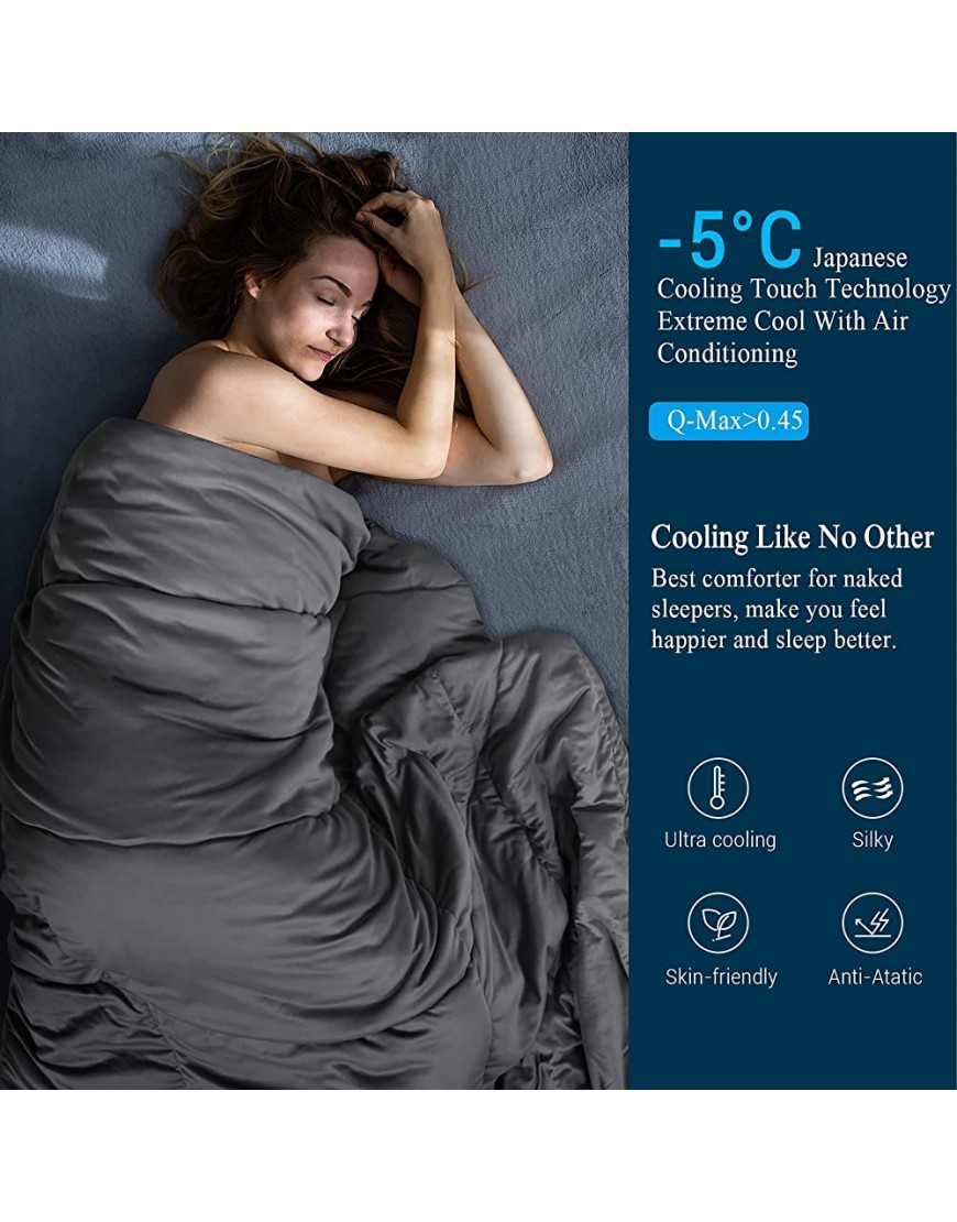 Elegear Revolutionary Cooling Comforter Queen Absorbs Body Heat to Keep Cool Lightweight Summer Comforter Japanese Arc-Chill Cold Tech Fabric Cooling Blanket Hypo-Allergenic Cooling Quilt Gray - BRB1IH413