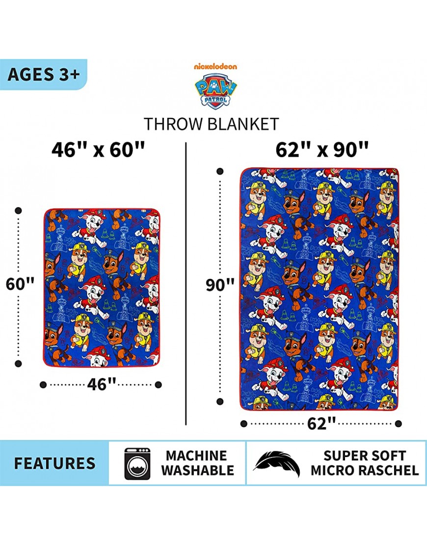 Franco Kids Bedding Super Soft Plush Throw Blanket 46 in x 60 in Paw Patrol - BD7SXKH7L