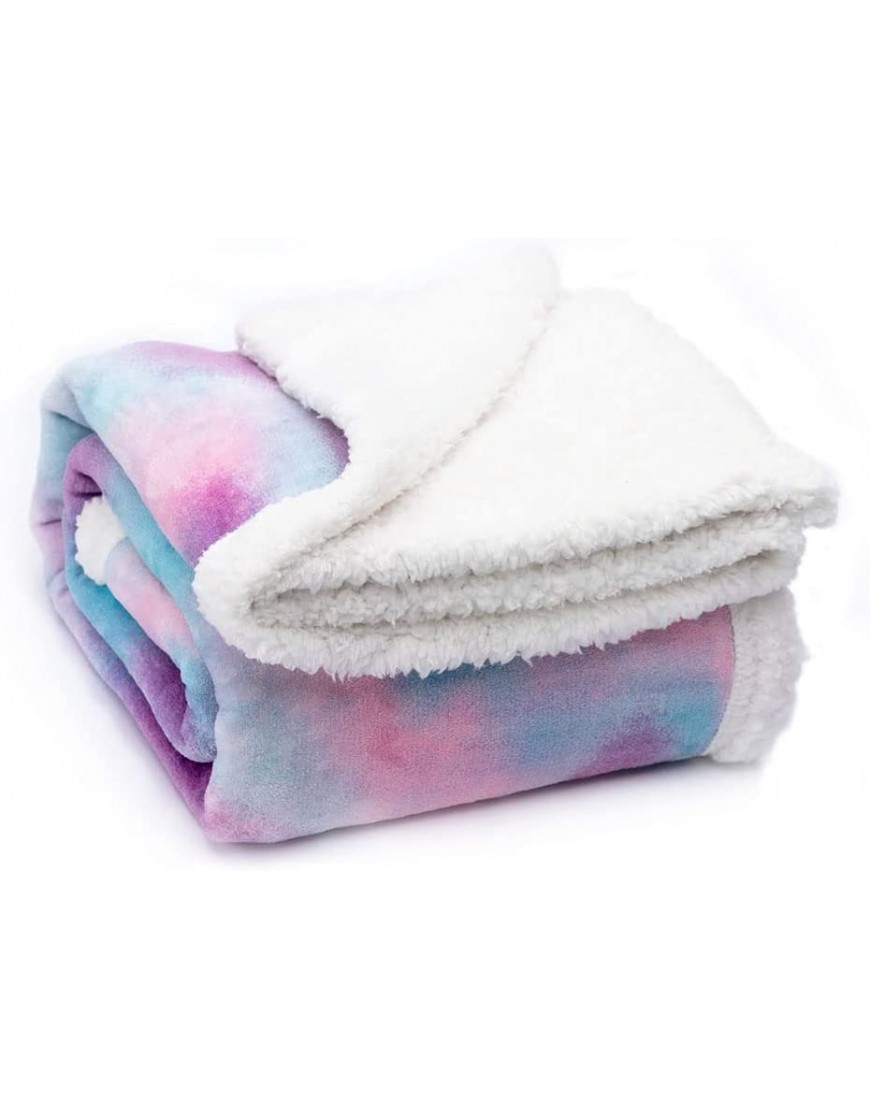 Gealaek Sherpa Throw Blanket Rainbow Blanket for Girls Fuzzy Soft Warm Cozy Reversible Microfiber Throw for Couch Sofa Bed Office Camping 50"x60" - BGL7MWC3F