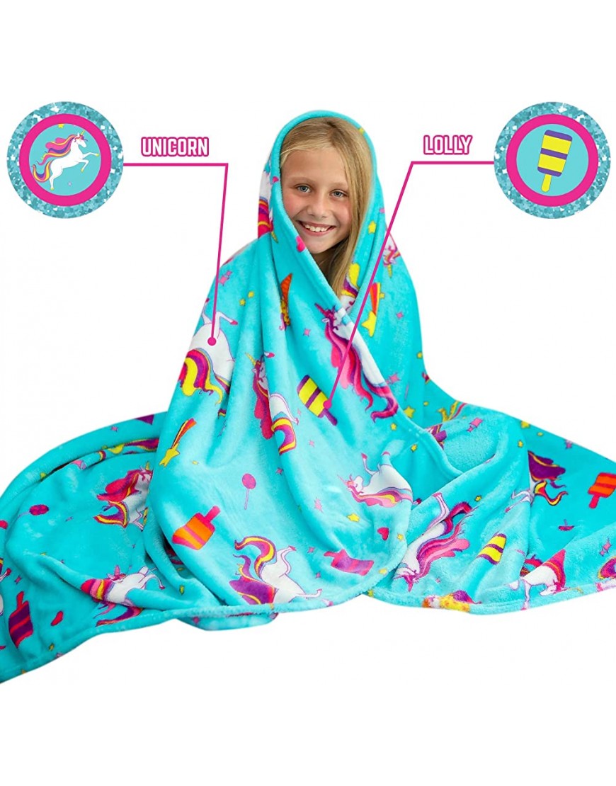 GirlZone Unicorn Fleece Blankets for Girls Large Fluffy Blankets for Teen Girls with Cute Unicorn and Mermaid Designs Great Unicorn Gift Ideas for Girls - B7HNZH0FD