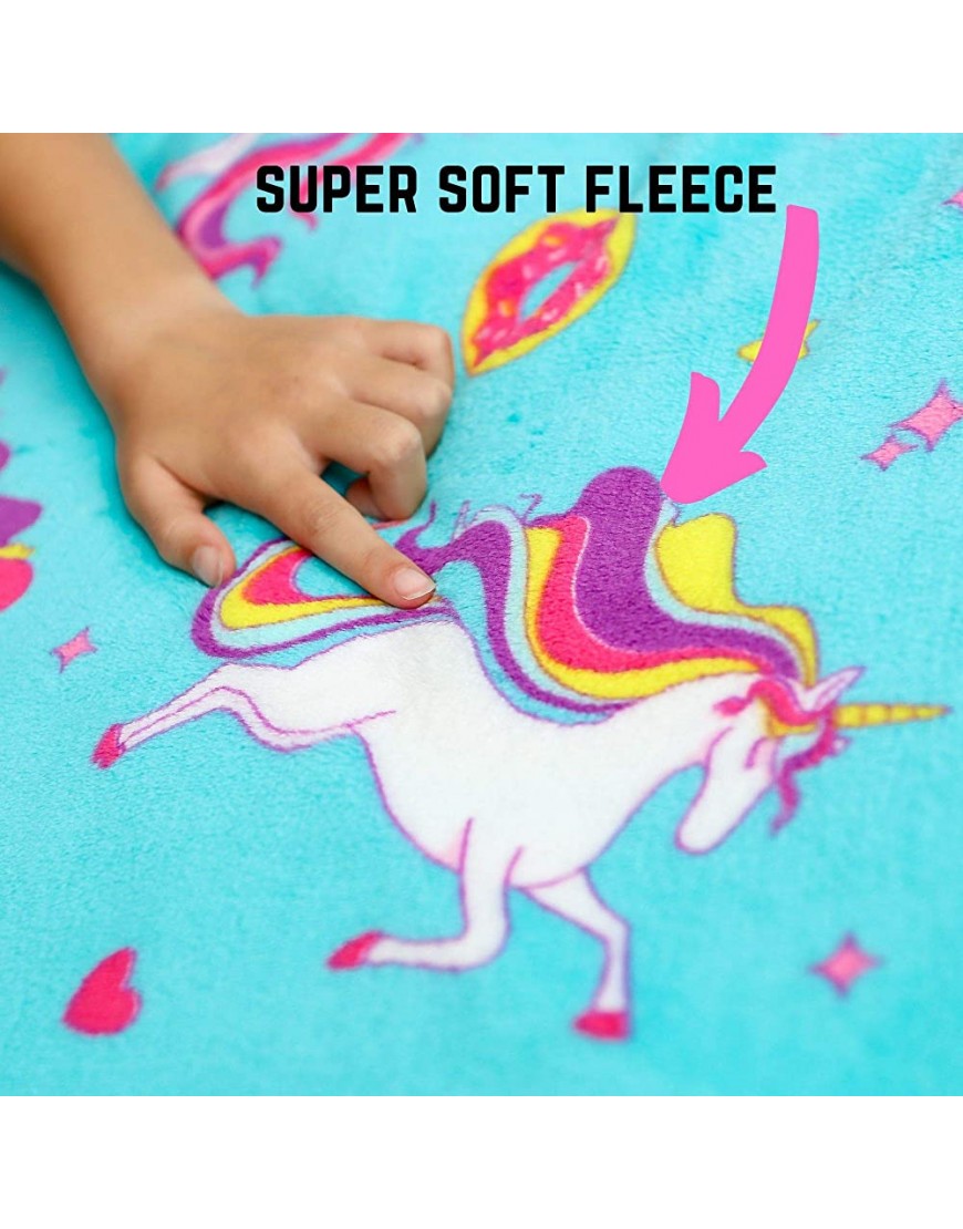 GirlZone Unicorn Fleece Blankets for Girls Large Fluffy Blankets for Teen Girls with Cute Unicorn and Mermaid Designs Great Unicorn Gift Ideas for Girls - BOQL3B7QC