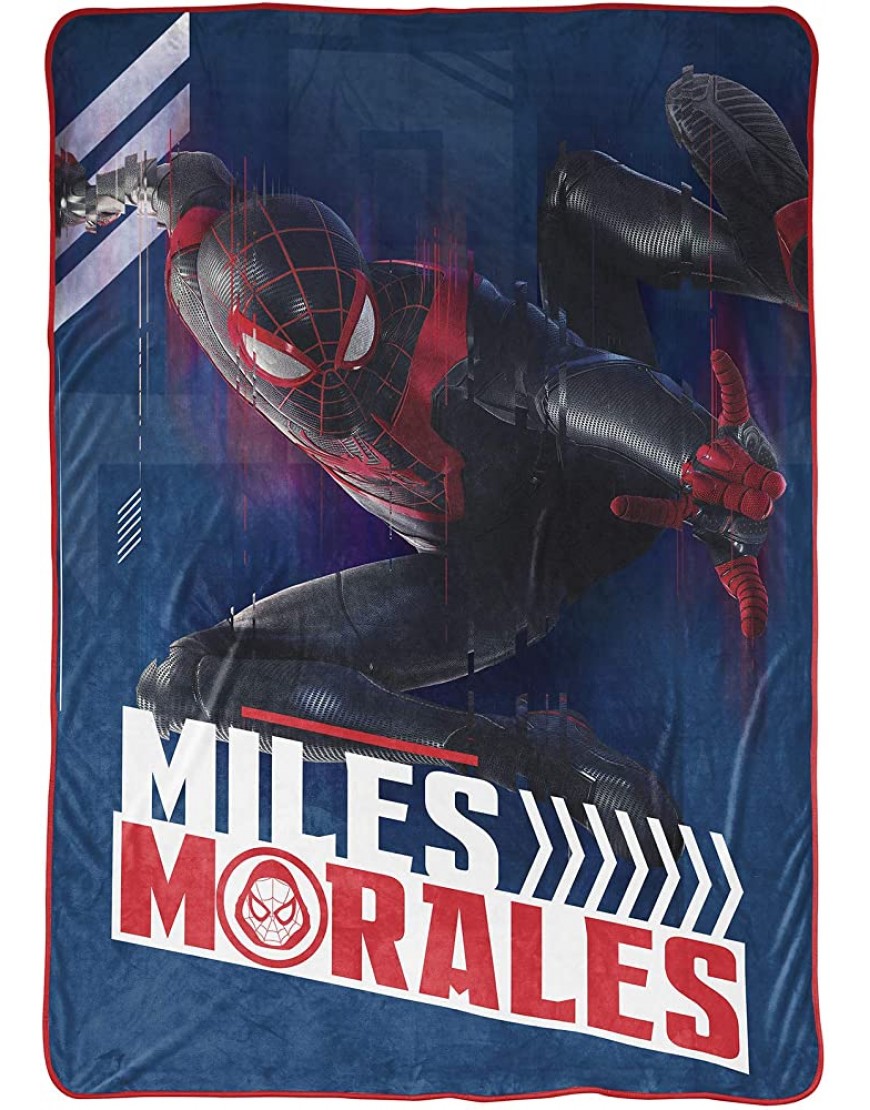 Jay Franco Marvel Miles Morales Gamerverse Be Greater Blanket Measures 62 x 90 inches Kids Bedding Fade Resistant Super Soft Fleece Official Marvel Product - BNXS0TO03