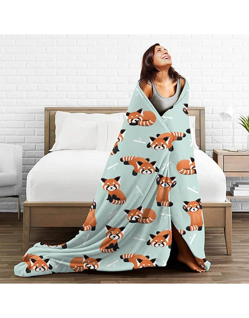 Kadiman Red Panda Bears Flannel Fleece Throw Blanket for Kids Lightweight Cozy Plush Bed Blanket for Bedroom Living Rooms Sofa Couch 50InchX40Inch - BYCGNDCVR
