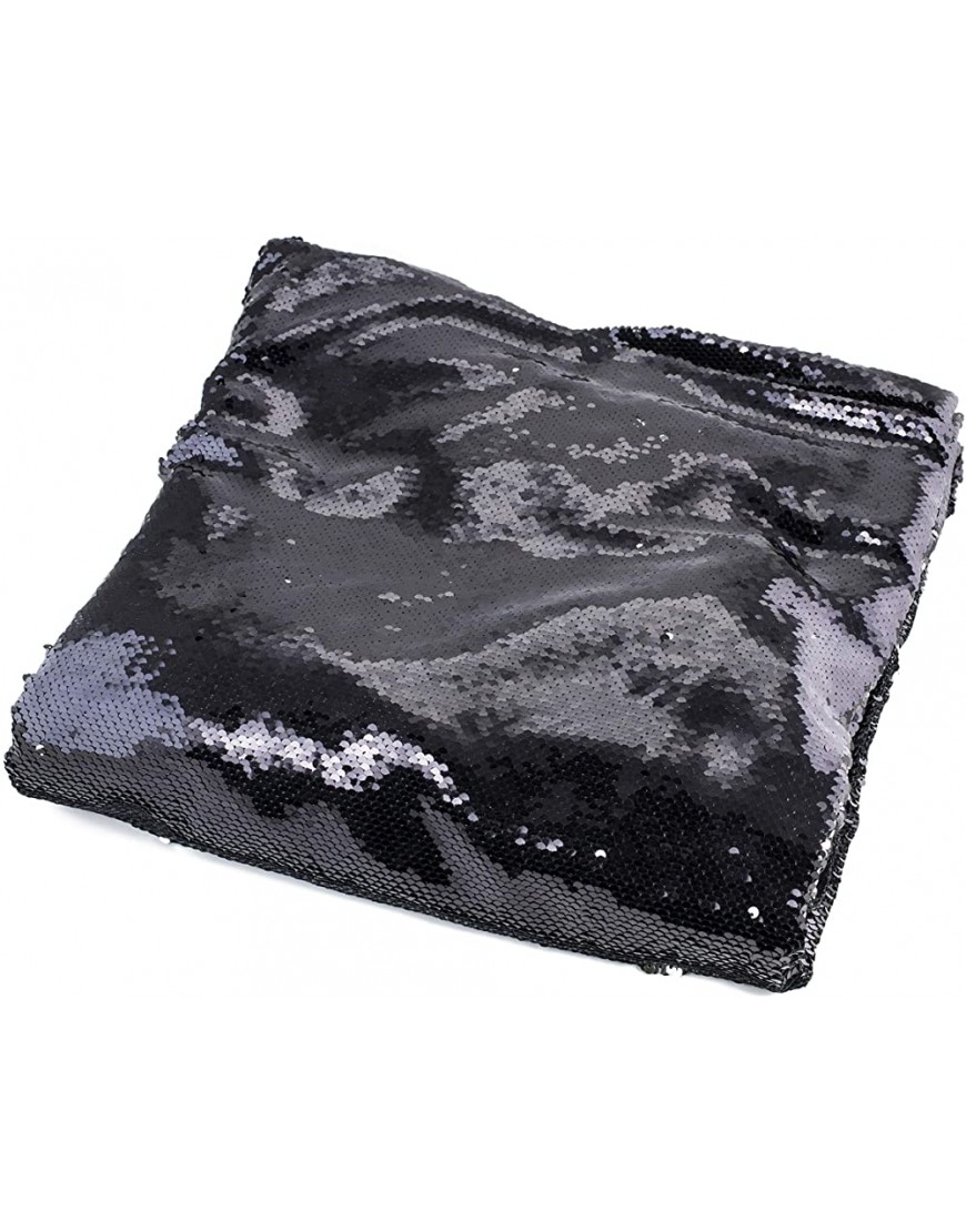 Kovot Sequin Mermaid Style Throw Blanket 50 x 60 Reversible Color Sequins to Change The Look and Design Black Silver - BZXT0PN9I