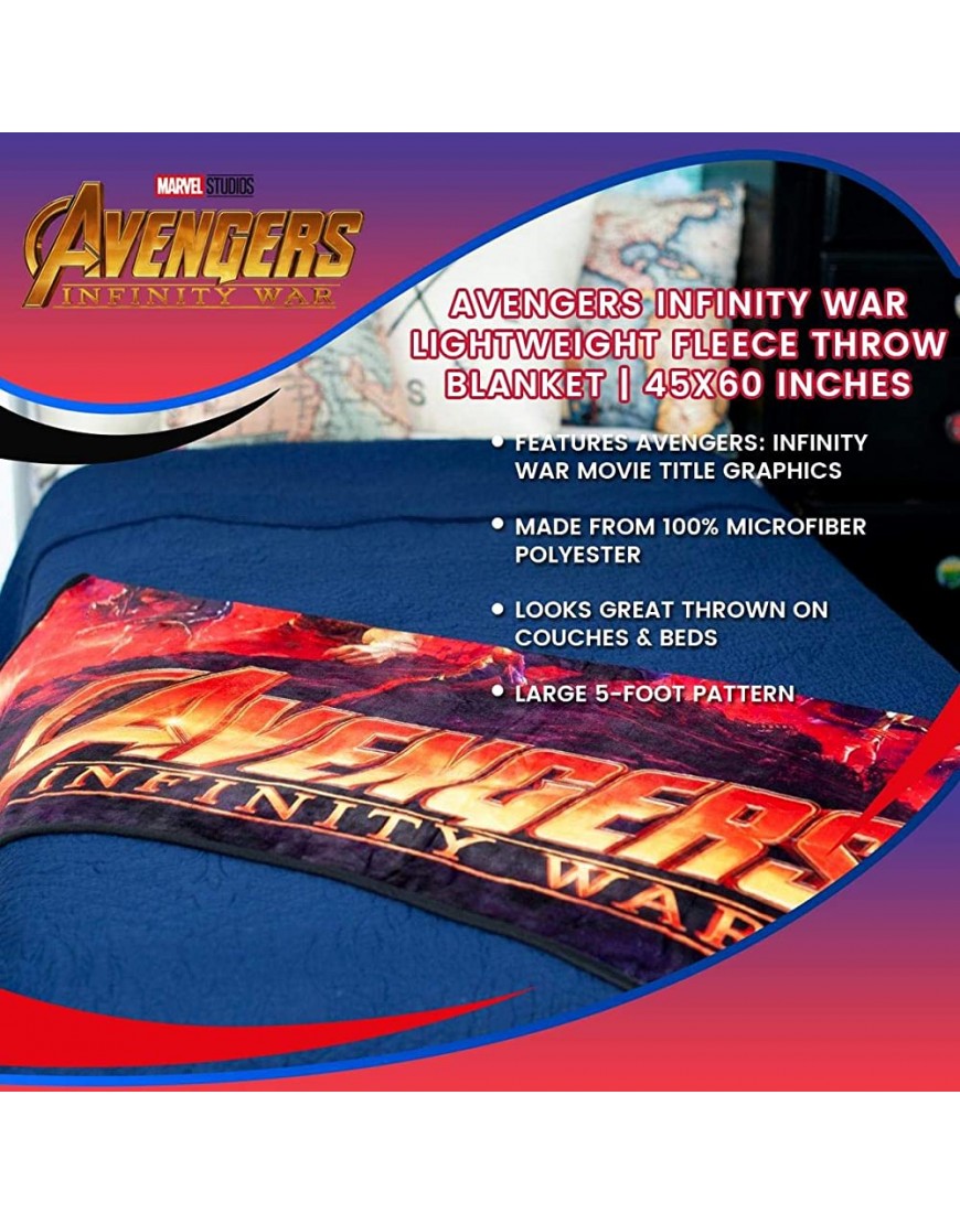 Marvel Avengers Infinity War Fleece Blanket| Licensed Merchandise | 45x60 Inches - BTTXFL5J9