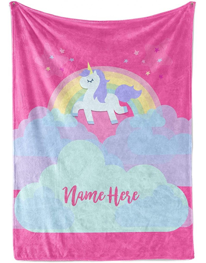 Personalized Magical Rainbow Unicorn Blanket for Kids Teens Girls Women Baby Adult Cute Pink Mink Fleece Plush Sherpa Throw Blankets Perfect as Cozy Comfy Presents 50 x 60 Child - BEKNTTZ8N