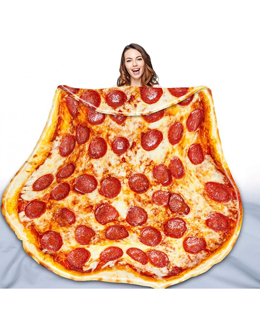 QIYI Pizza Blanket 2.0 Double Sided for Adult and Kids Giant Funny Realistic Food Throw Blanket Novelty Round Taco Blanket Warm Soft Burritos Tortilla Blanket 60" in Diameter Prosciutto Pizza 2 - B6KK65HHB