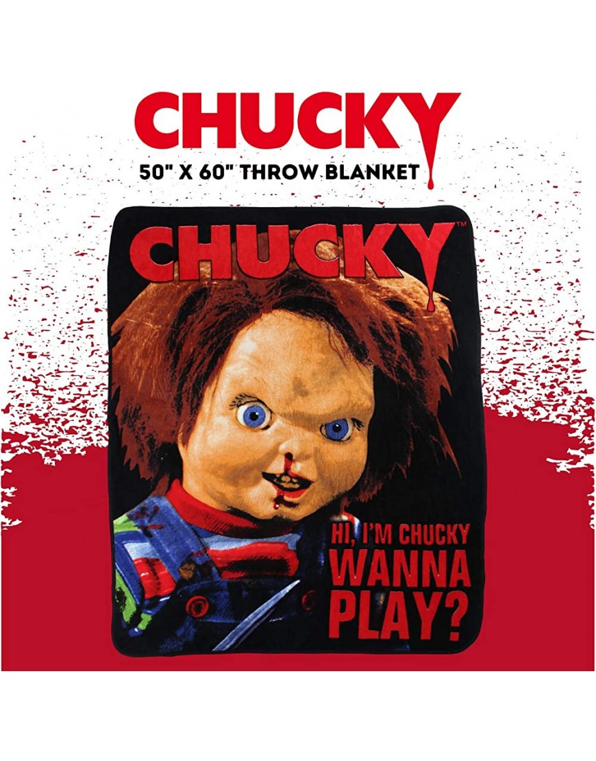 Silver Buffalo Universal's Chucky Wanna Play Raschel Throw Blanket 50 x 60 inches - BS7G8I138