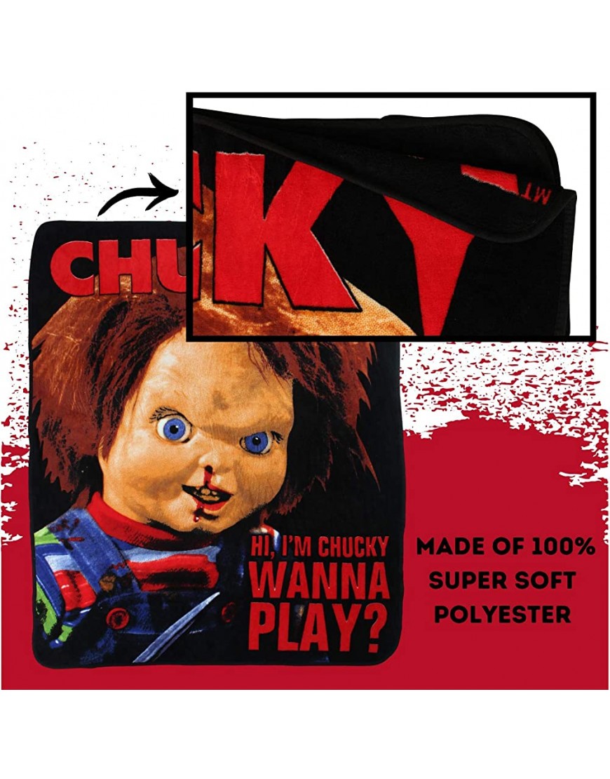 Silver Buffalo Universal's Chucky Wanna Play Raschel Throw Blanket 50 x 60 inches - BS7G8I138