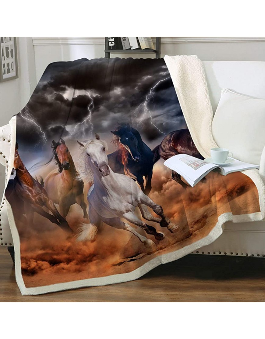 Sleepwish Galloping Horse Blanket for Girls Cowboy Western Fleece Blanket Plush Sherpa Throw Blanket for Couch Sofa Coworker 50" x 60" - BZQOCNCZR