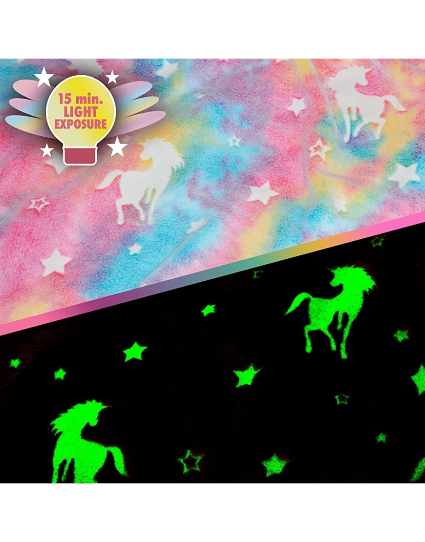 Stolphi Glow in The Dark Unicorn Throw Blanket for Girls Kids Teens Premium Super Soft Plush Microfiber Fun Gift for All Occasions Rainbow Pink - BIRI6LOH4