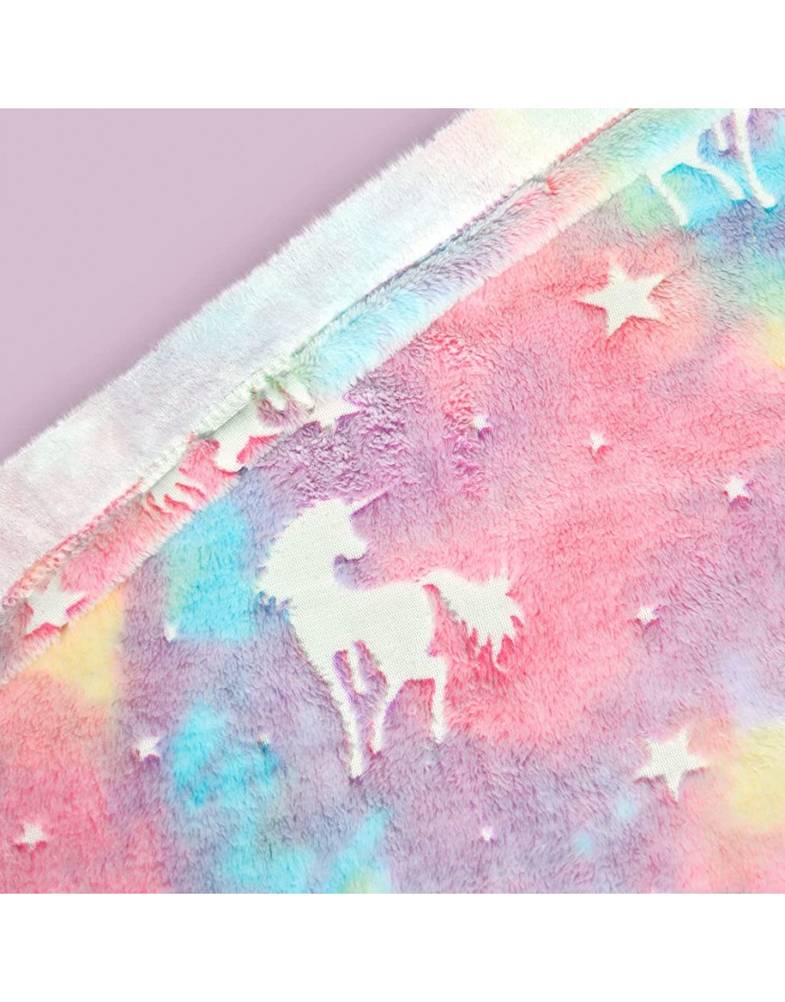Stolphi Glow in The Dark Unicorn Throw Blanket for Girls Kids Teens Premium Super Soft Plush Microfiber Fun Gift for All Occasions Rainbow Pink - BIRI6LOH4