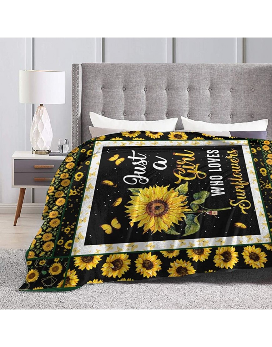Sunflower Blanket Just A Girl Who Loves Sunflower Throw Blanket for Bed Couch Sofa Office Gifts 50x60in - B6R2SWS6F