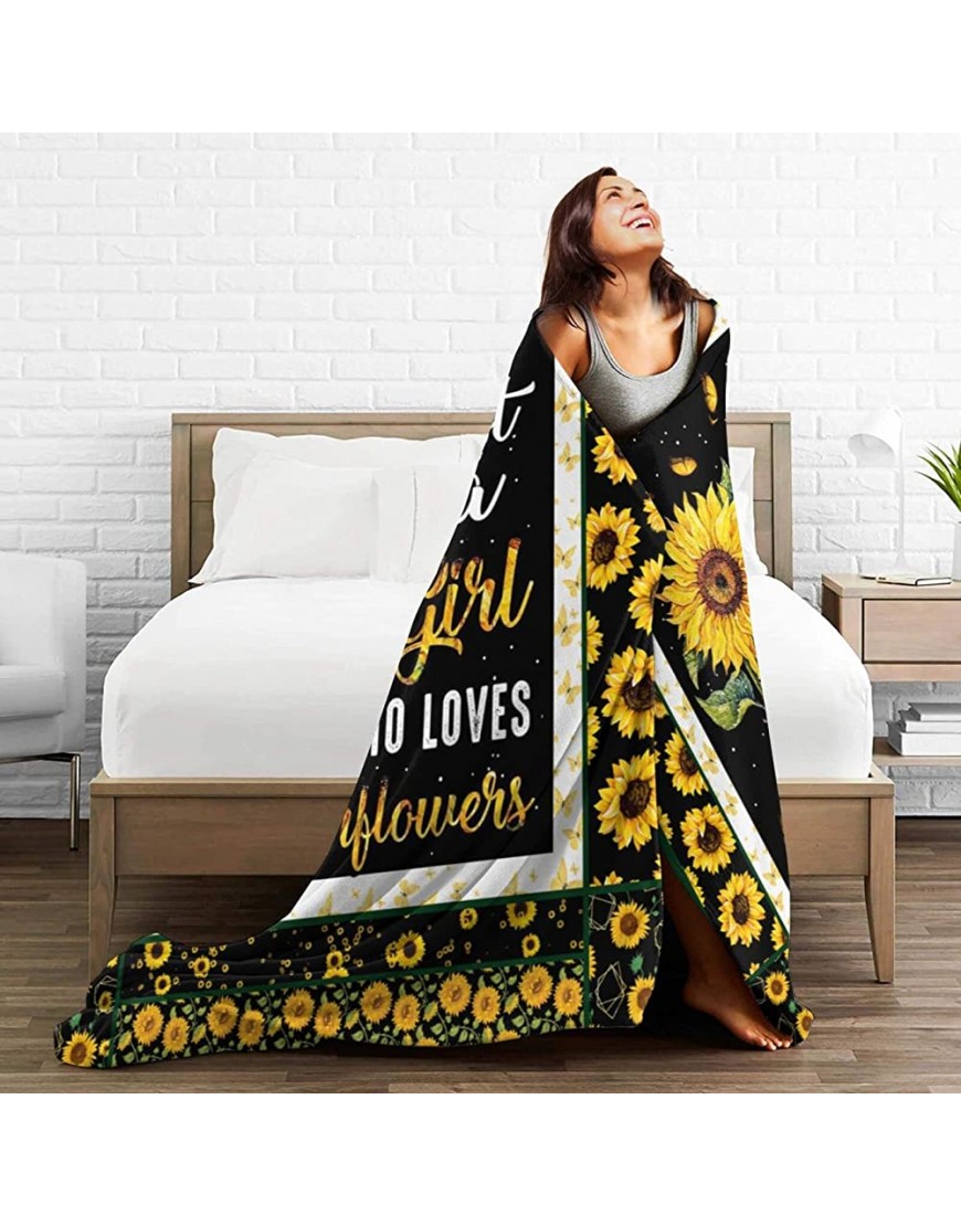 Sunflower Blanket Just A Girl Who Loves Sunflower Throw Blanket for Bed Couch Sofa Office Gifts 50x60in - B6R2SWS6F