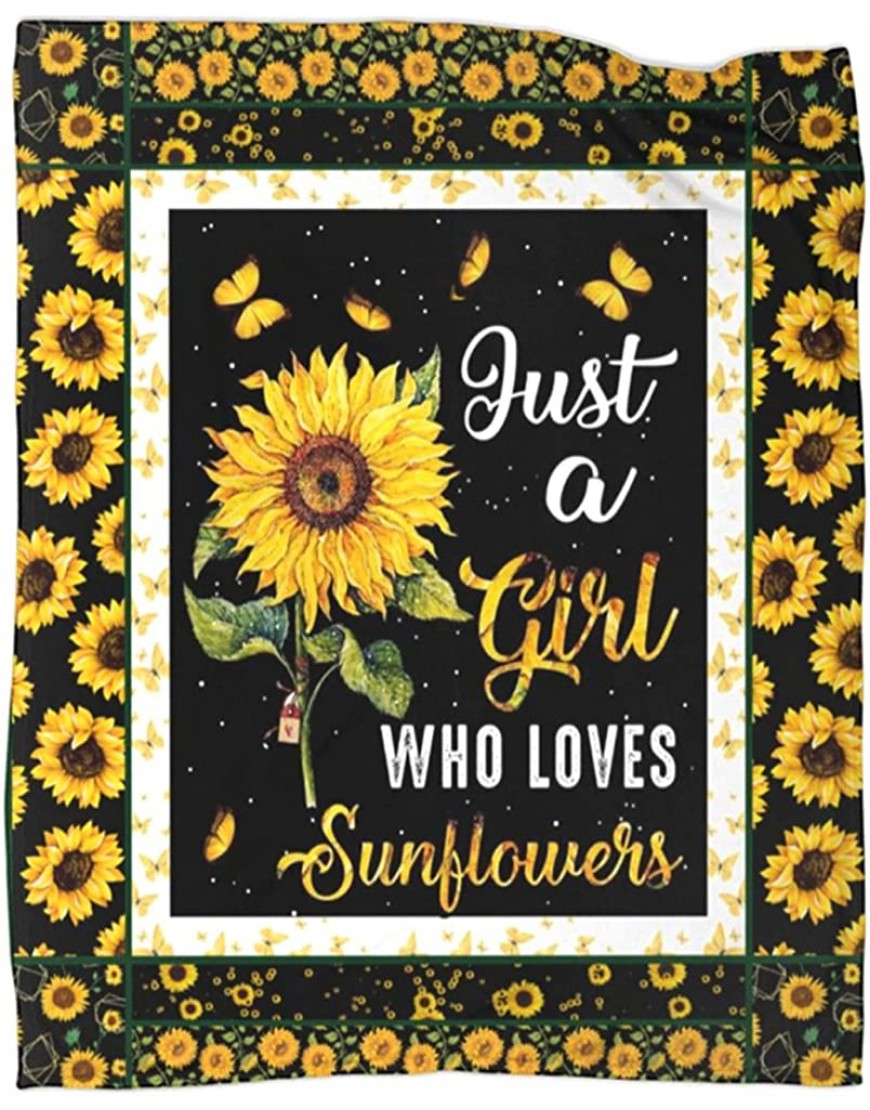 Sunflower Blanket Just A Girl Who Loves Sunflower Throw Blanket for Bed Couch Sofa Office Gifts 50"x60"in - B6R2SWS6F