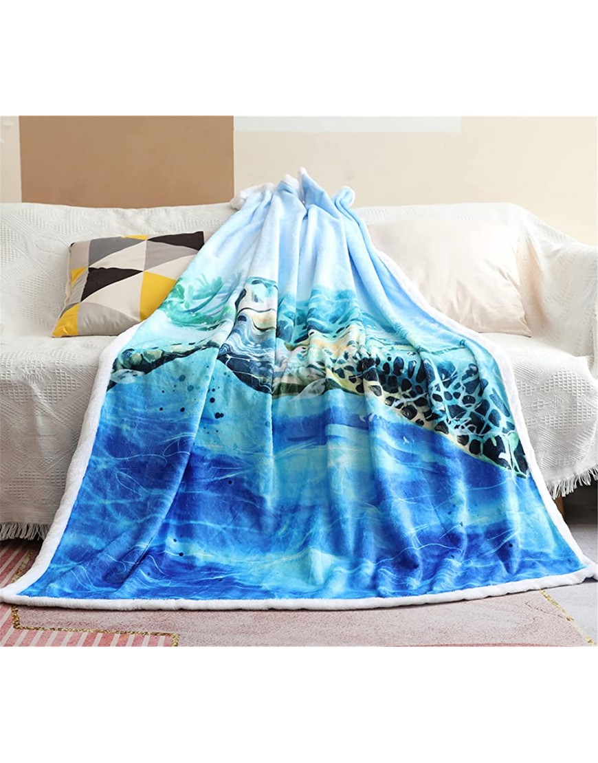 Sviuse Turtle Blanket Throw Sea 3D Turtles Kids Sherpa Blanket Soft Plush Fleece Abstract Tortoise Blue Sea Animals Blanket Gifts for Turtle Lovers Couch Bed Chair Office Sofa 50 x 60 Turtle 1 - B39JZVQRX