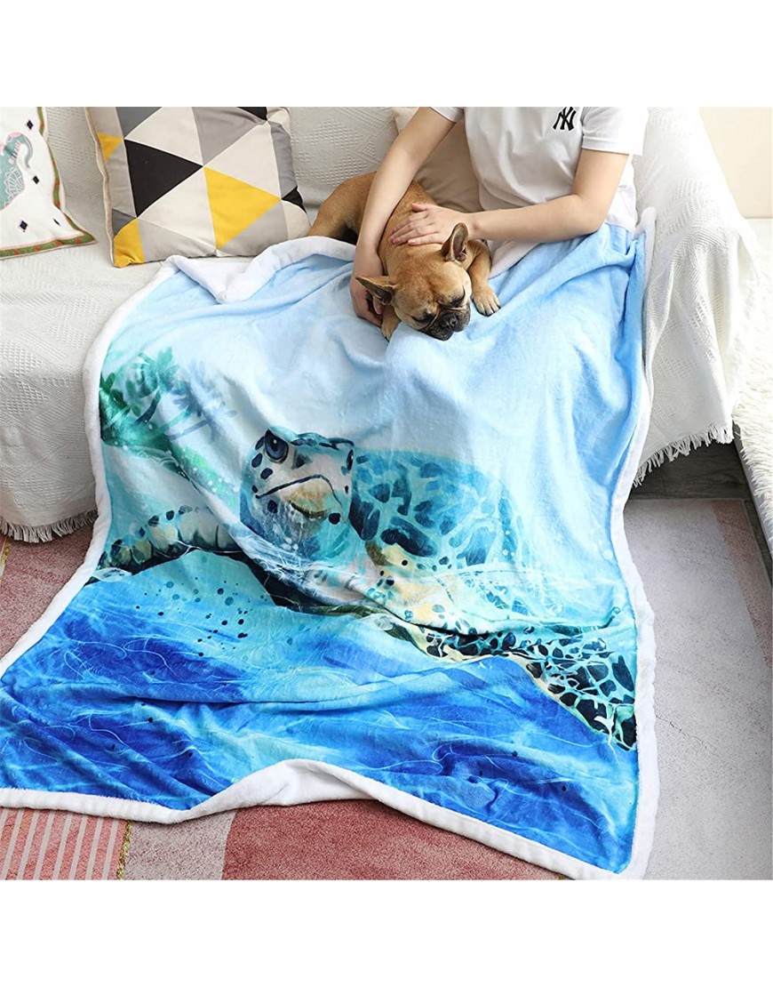 Sviuse Turtle Blanket Throw Sea 3D Turtles Kids Sherpa Blanket Soft Plush Fleece Abstract Tortoise Blue Sea Animals Blanket Gifts for Turtle Lovers Couch Bed Chair Office Sofa 50 x 60 Turtle 1 - B39JZVQRX