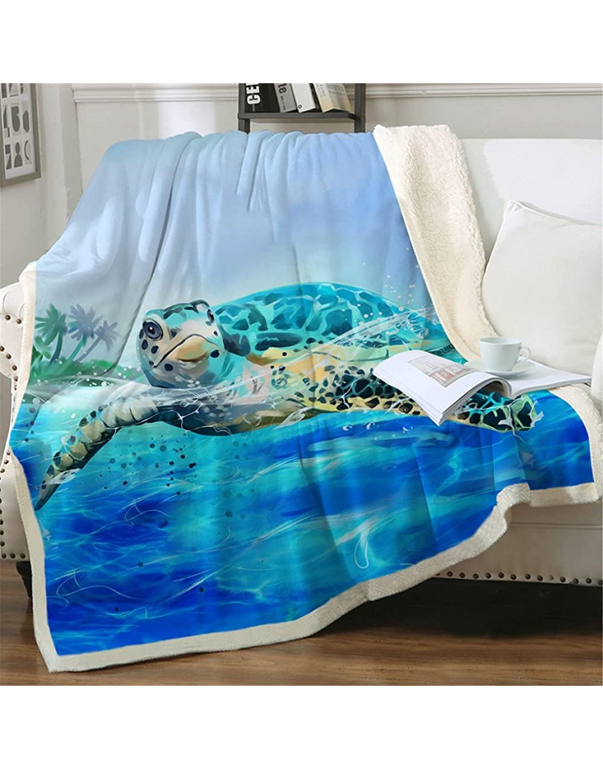 Sviuse Turtle Blanket Throw Sea 3D Turtles Kids Sherpa Blanket Soft Plush Fleece Abstract Tortoise Blue Sea Animals Blanket Gifts for Turtle Lovers Couch Bed Chair Office Sofa 50" x 60" Turtle 1 - BETWXXP1G