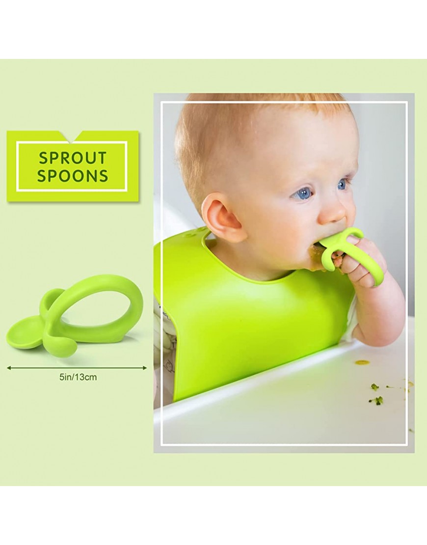 3 Pack Silicone Baby Training Spoons and Fork Set Feeding Toddler Learning Utensils First Stage baby Utensils 6-12 Months Handle Training Anti Choke Baby Spoon Unbreakable Dishwasher Safe - BL7P6FU7O