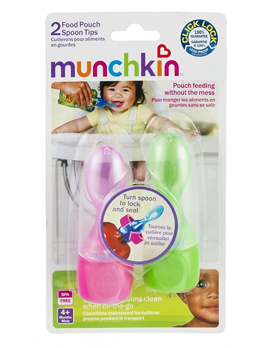 Munchkin Click Lock Food Pouch Spoon Tips 2 Ea colors may vary - B9FVAZ2QL