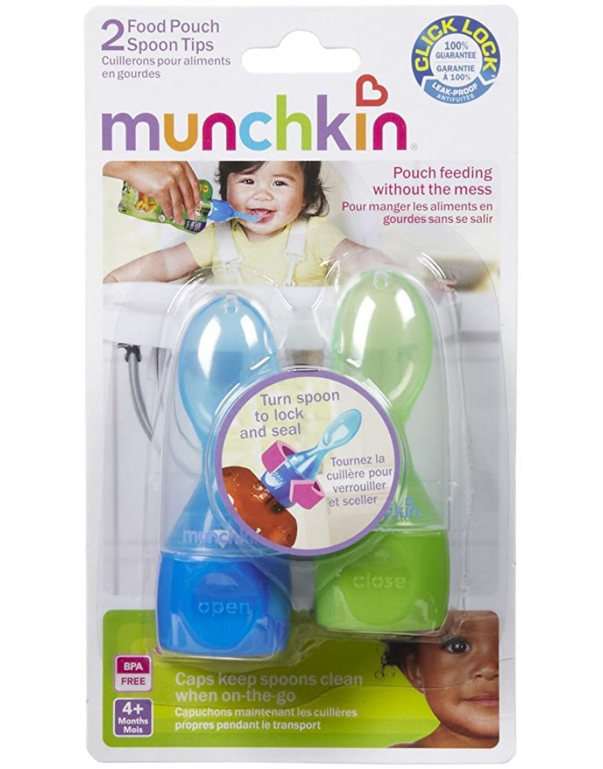 Munchkin Click Lock Food Pouch Spoon Tips Multicolor May Vary 2 Count - BI1PVEF1I