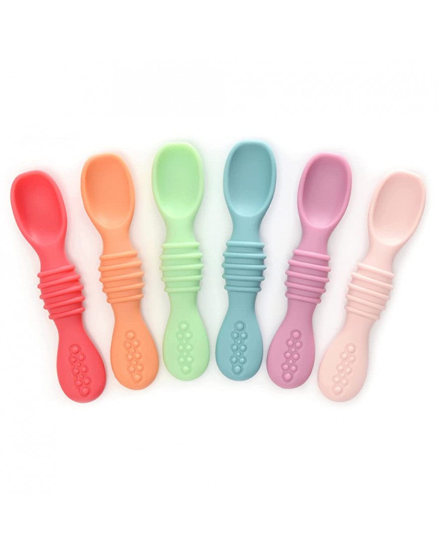 PrimaStella Silicone Rainbow Chew Spoon Set for Babies and Toddlers | Safety Tested | BPA Free | Microwave Dishwasher and Freezer Safe - B0XPTE0G3