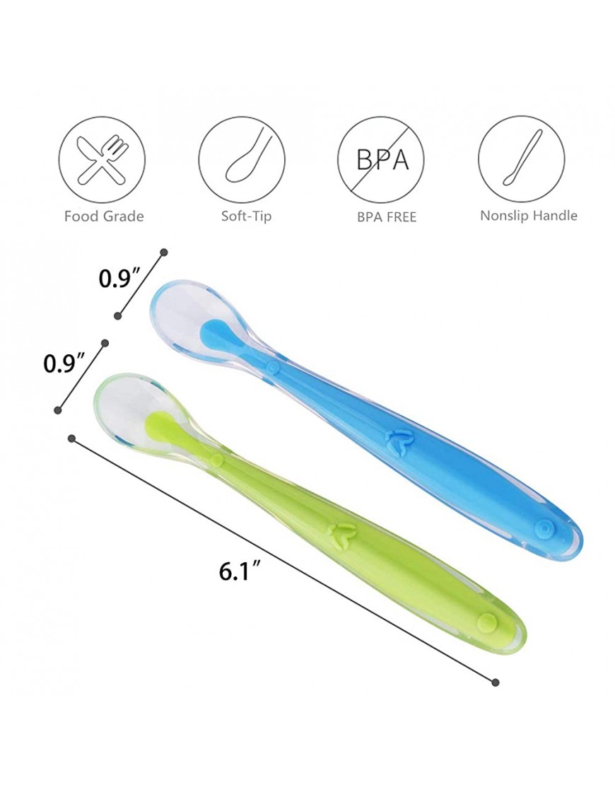 Silicone Baby Spoon 2 Pack Kirecoo Soft-Tip First Stage Infant Spoon with Travel Case First Spoon for Baby Self Feeding Training - B5HPI343L