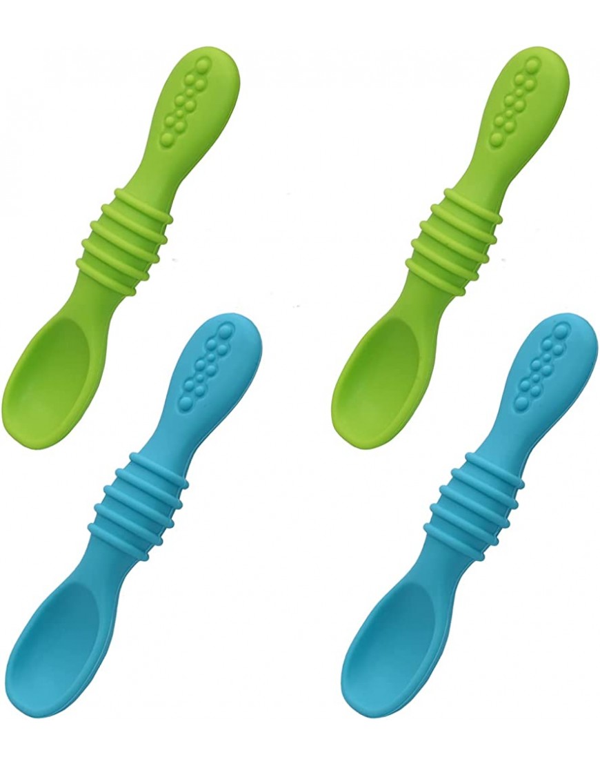 Silicone Baby Spoons First Stage for Baby Eating Utensils4 Pack Baby Led Weading Spoon for Toddler Self Feeding Training - BWRASKGVG