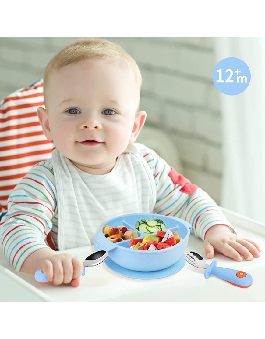 Toddler Utensils Baby Forks and Spoons Baby Training Utensils Self Feeding Toddler Silverware Stainless Steel Kids and Toddler Designed for Self Feeding Flatware Set with Travel Carrying 12m+ - BIXCO8TRR