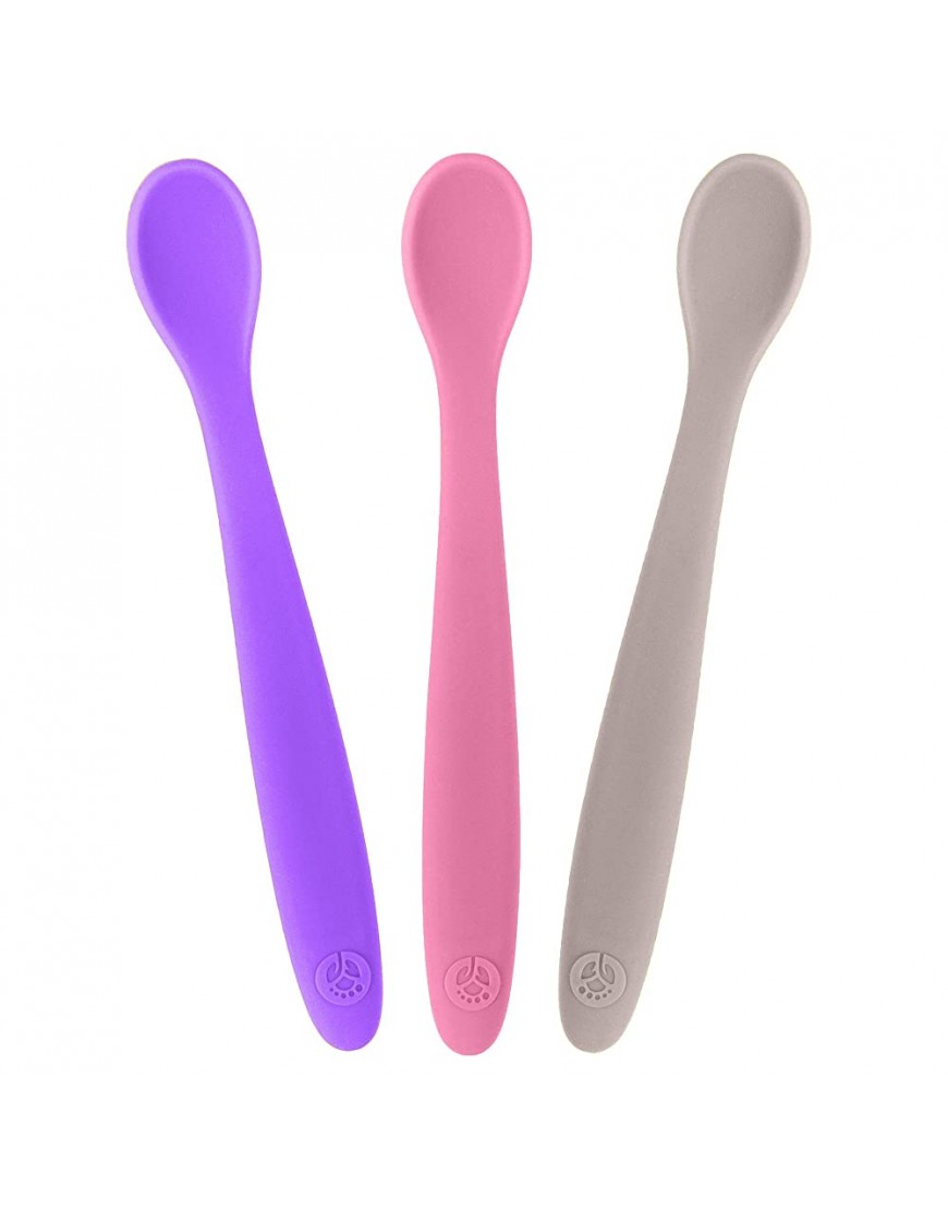 WeeSprout Silicone Baby Spoons First Stage Feeding Spoons for Infants Soft-Tip Easy on Gums Bendable Design Encourages Self-feeding Ultra-durable & Unbreakable Dishwasher & Boil-proof Set of 3 - B5GLAI9TK