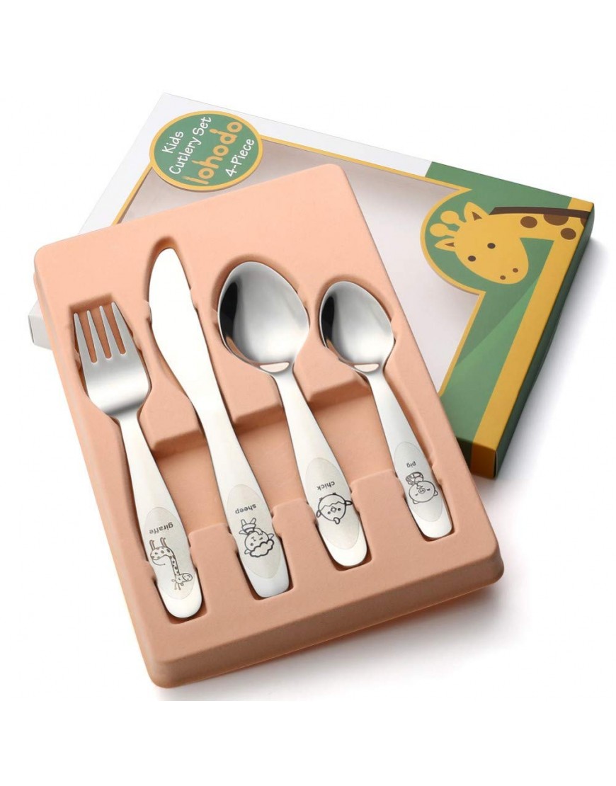Kids Silverware Set Toddler Utensils 18 8 Stainless Steel 4PCS Fork Spoon and Knife Cutlery Child Flatware for Age 3+ - B3ZY37F82