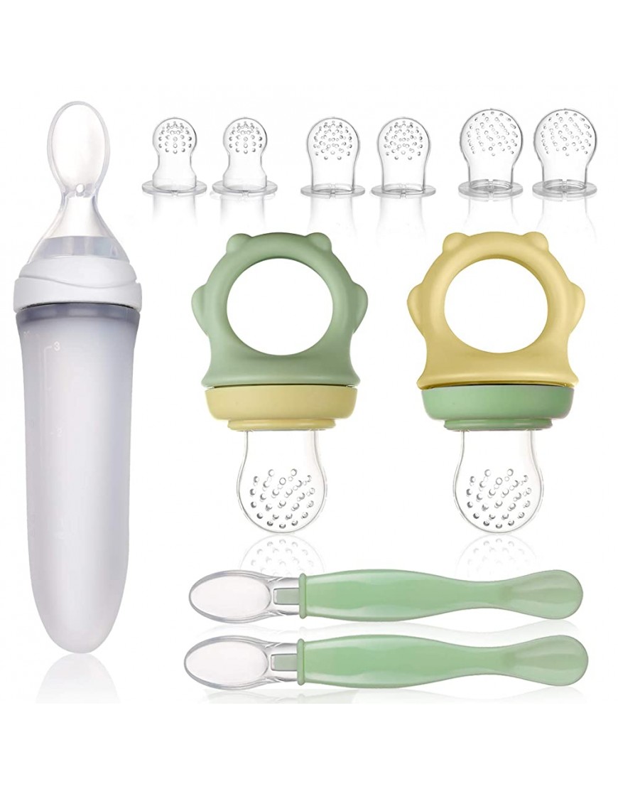Lictin Baby Food Feeder Pacifier Set Feeding Supplies 11 Pcs Squeeze Spoon with Fresh Silicone Bottle Infant Hot Safety Spoon Baby Feeding Utensil Gift Box - B58HSDMPU