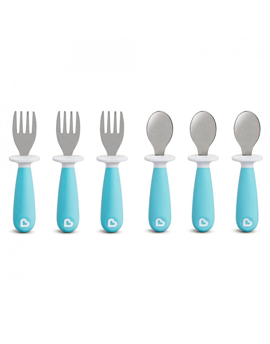 Munchkin 6 Count Raise Toddler Forks and Spoons Blue 12+ - B8JEOZ2CG