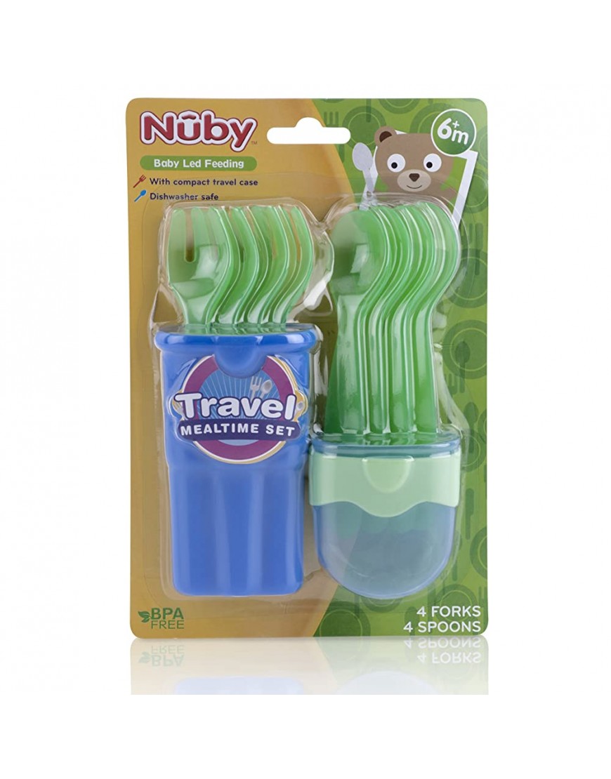 Nuby 9-Piece Fork and Spoon Travel Set Colors May Vary - BEW0TCFJL