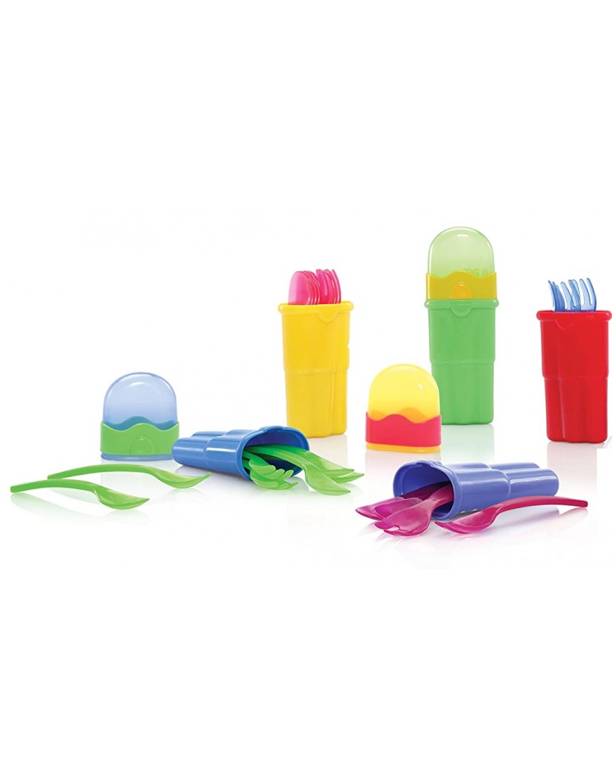 Nuby 9-Piece Fork and Spoon Travel Set Colors May Vary - BEW0TCFJL