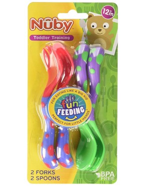 Nuby Fun Feeding Spoons & Forks 2-Pack red green one size - BVN220U8K