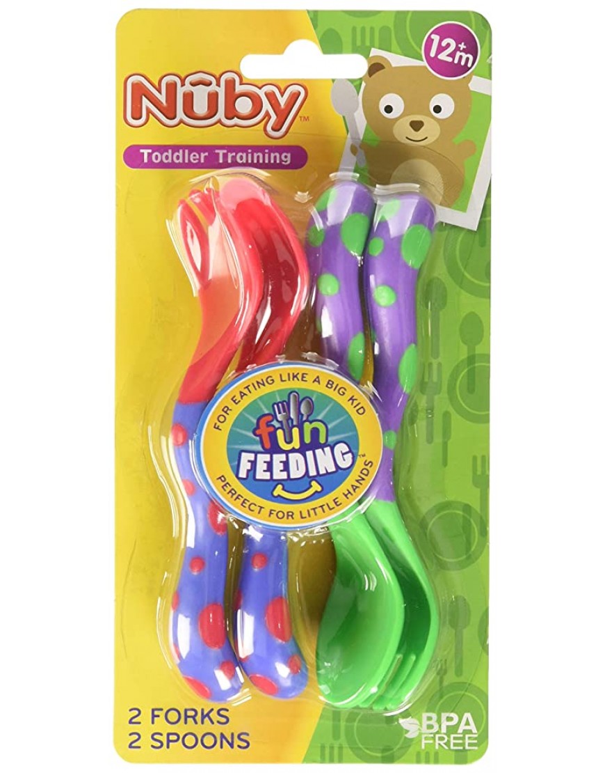 Nuby Fun Feeding Spoons & Forks 2-Pack red green one size - BVN220U8K