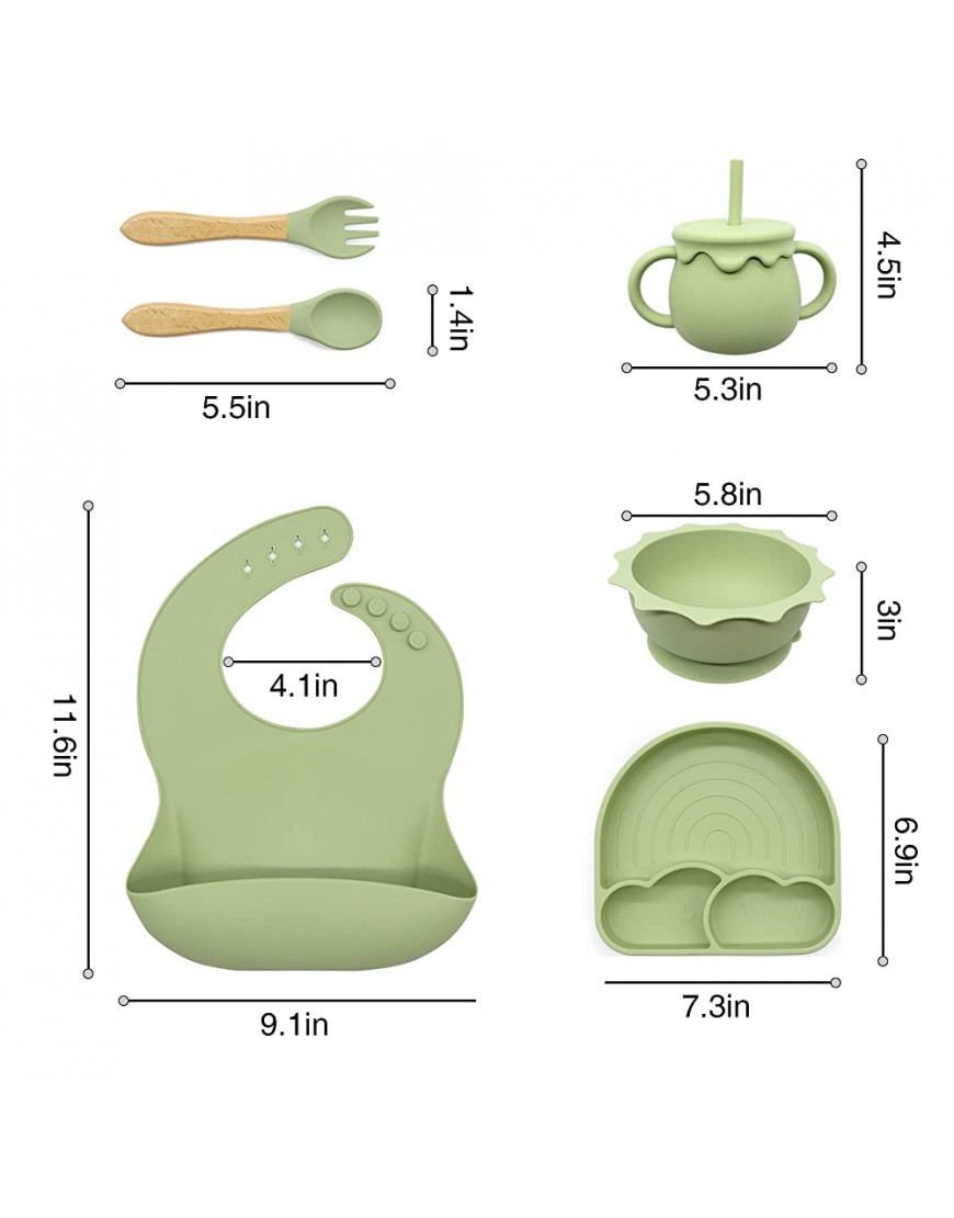 Rayshie Baby Led Weaning Supplies Baby Utensils 6-12 Months BLW Utensils Silicone Bib Toddler Bowl Straw Cup Suction Divided Baby Plate Fork&Spoon Baby Eating Supplies Baby Gifts BPA Free - BX04P52O8