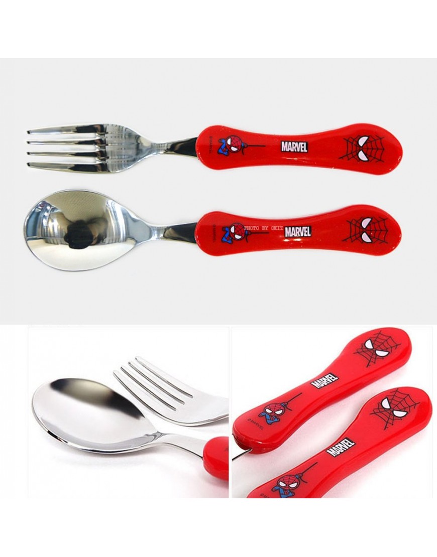 Spider-Man Kids Spoon & Fork Set Easy Grip Kids Cutlery Flatware Non-Toxic Stainless Steel Dinnerware - B6FW1N9WS
