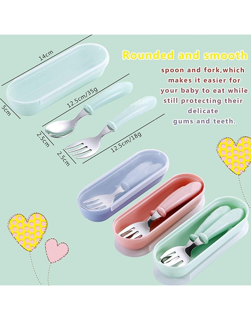 Toddler Fork and Spoon Set Acehome Stainless Steel Baby Cutlery Set with Travel Case Dishwasher Safe for Kids Children Flatware Weaning and Learning to Use Green - BLRYDW11I