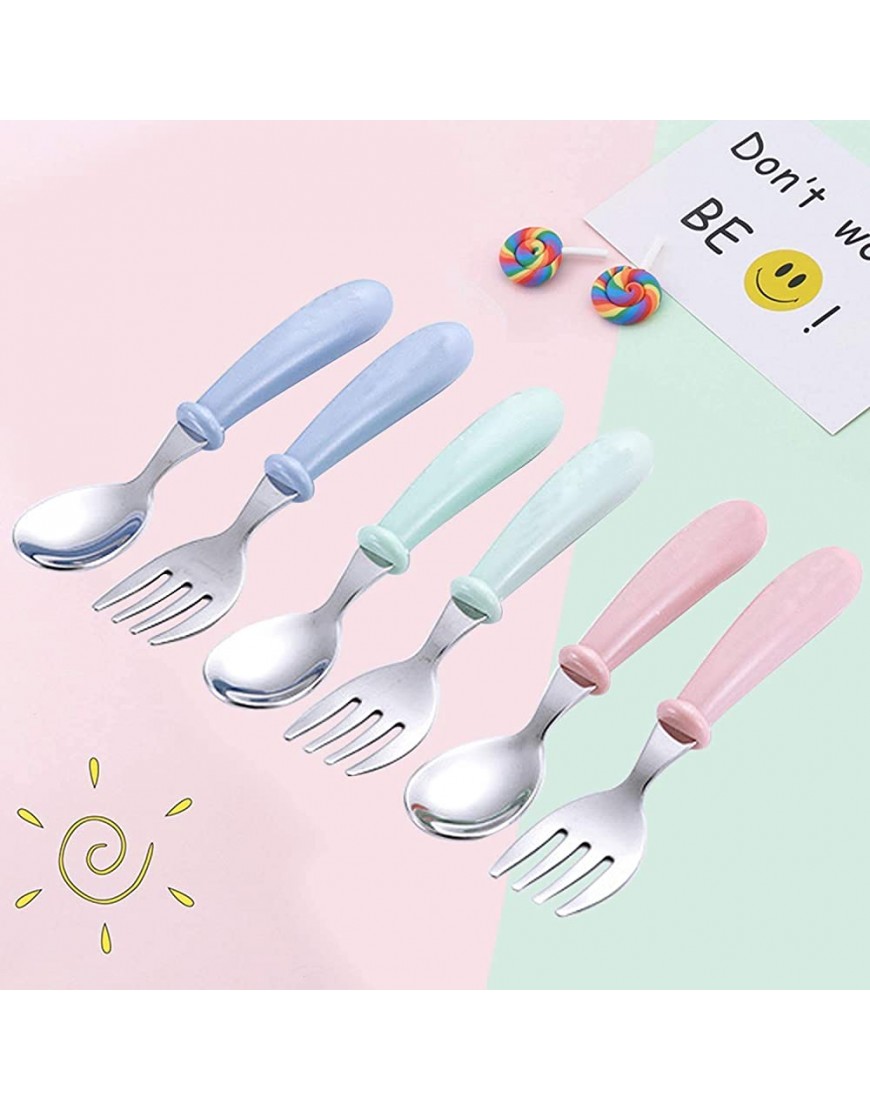 Toddler Fork and Spoon Set Acehome Stainless Steel Baby Cutlery Set with Travel Case Dishwasher Safe for Kids Children Flatware Weaning and Learning to Use Green - BLRYDW11I