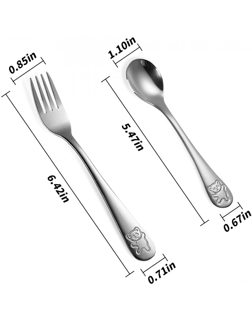 Toddler Utensils,Stainless Steel Kids Silverware,4 Pieces Toddler Forks and Spoons Flatware Set 2 x Forks 2 x Children Tablespoons,Kids Cutlery Set for Home,Kitchen Carved Bear - BEHU2MEG1