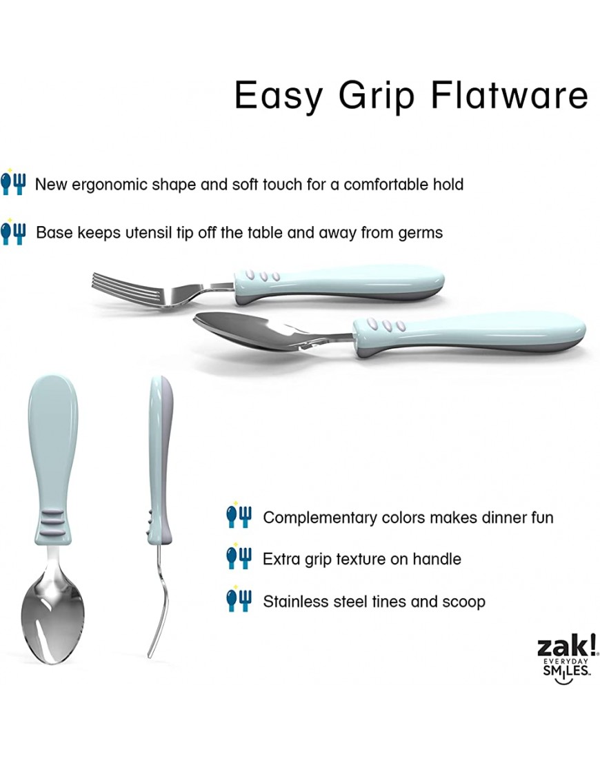 Zak Designs Bluey Kid Flatware Fun Character Art on Both Utensils Non Slip Fork and Spoon Set is Perfect for Encouraging Picky Eaters to Finish Their Plates 2 pack 4 PCS - BUES2IJ95