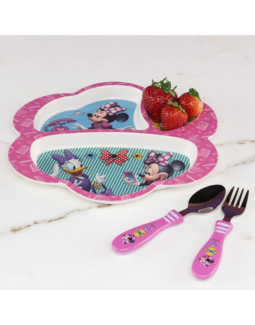 Zak Designs Minnie Easy Grip Flatware Fork And Spoon Utensil Set – Perfect for Toddler Hands With Fun Characters Contoured Handles And Textured Grips Minnie Bowtique - B56OTD6R0